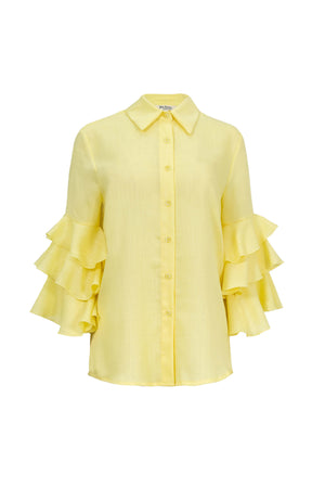 Camille Ruffled Long-Sleeve Shirt Blouse 