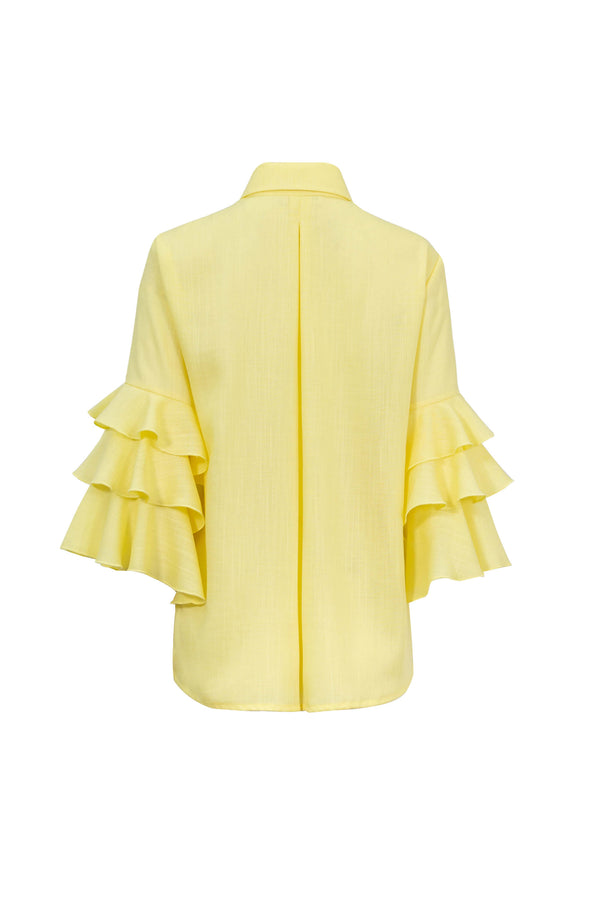 Camille Ruffled Long-Sleeve Shirt Blouse 