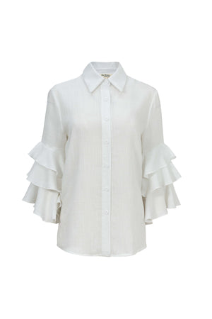 Camille Ruffled Long-Sleeve Shirt Blouse 