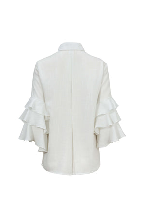 Camille Ruffled Long-Sleeve Shirt Blouse 