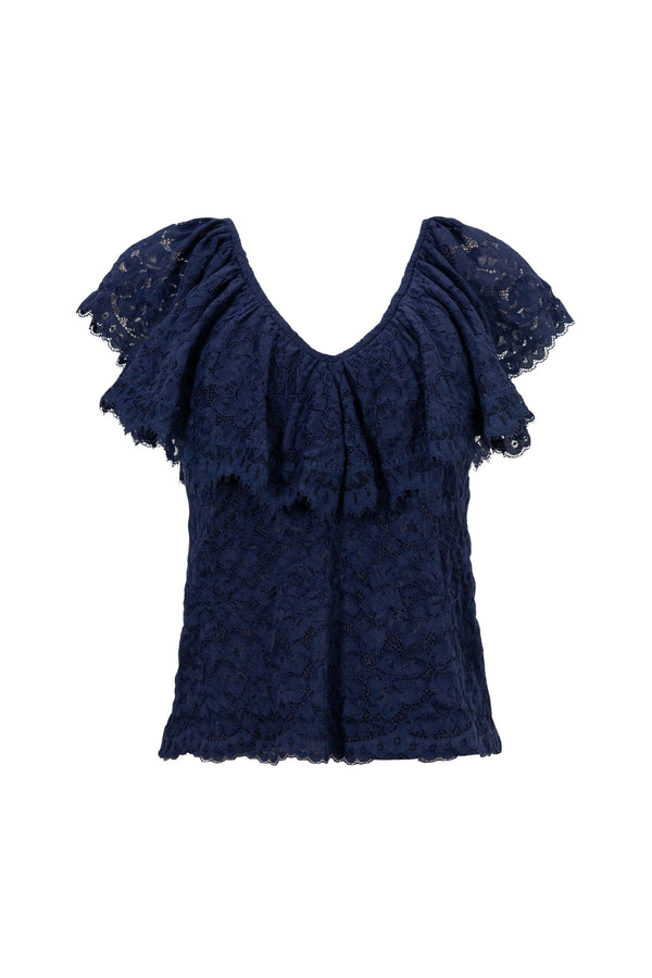 *Viviana Ruffle-Overlay Sleeveless Top 752901 MAR