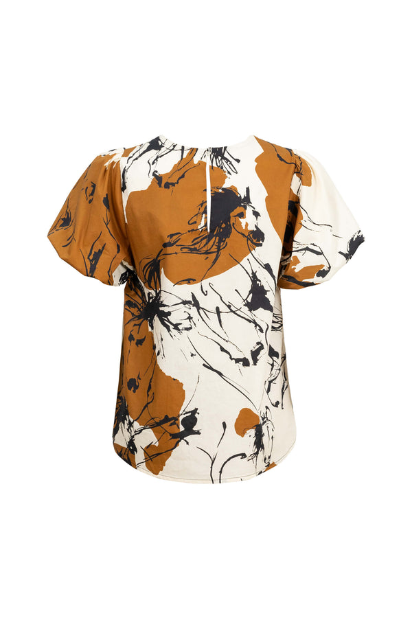 Amira Keyhole-Neck Flutter-Sleeve Blusa 752913