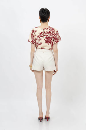 Amira Keyhole-Neck Flutter-Sleeve Blusa 752913