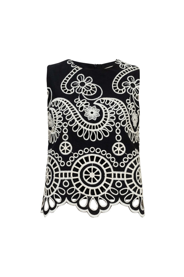 Beatrice Sleeveless Eyelet Top