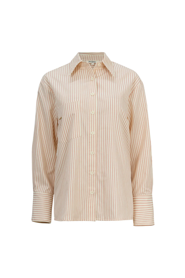 Adelina Ruffle-Trim Striped Camisa 752934