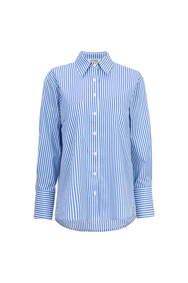 Adelina Ruffle-Trim Striped Camisa 752934DEN