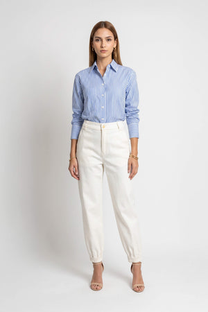 Adelina Ruffle-Trim Striped Camisa 752934DEN