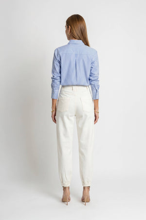 Adelina Ruffle-Trim Striped Camisa 752934DEN