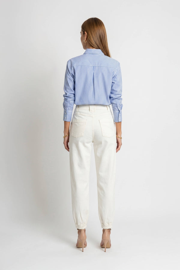 Adelina Ruffle-Trim Striped Camisa 752934DEN