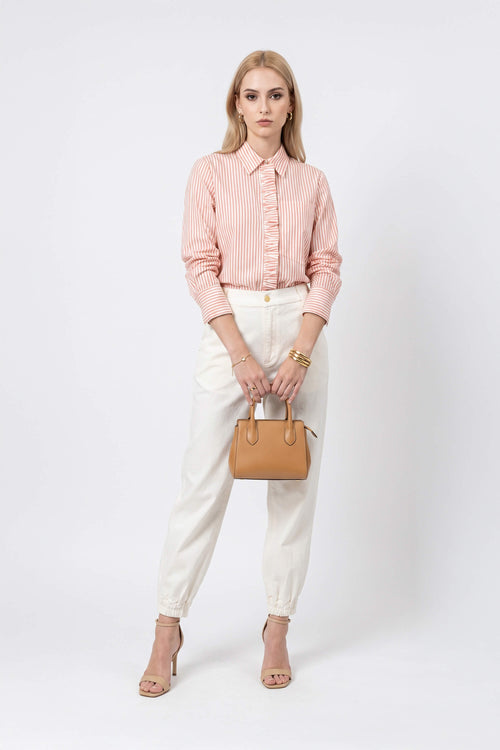 Berenice Ruffle-Neck Pintuck Blusa 752942