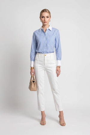 Camila Contrast-Cuff Oversized Camisa 752944