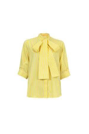 Julieta Tie-Neck 3/4-Sleeve Blusa