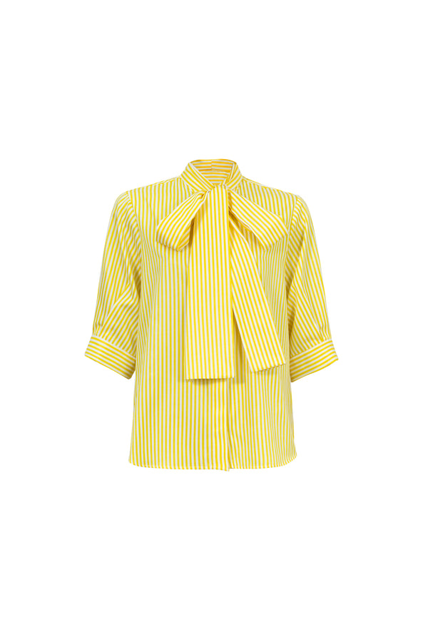 Julieta Tie-Neck 3/4-Sleeve Blusa