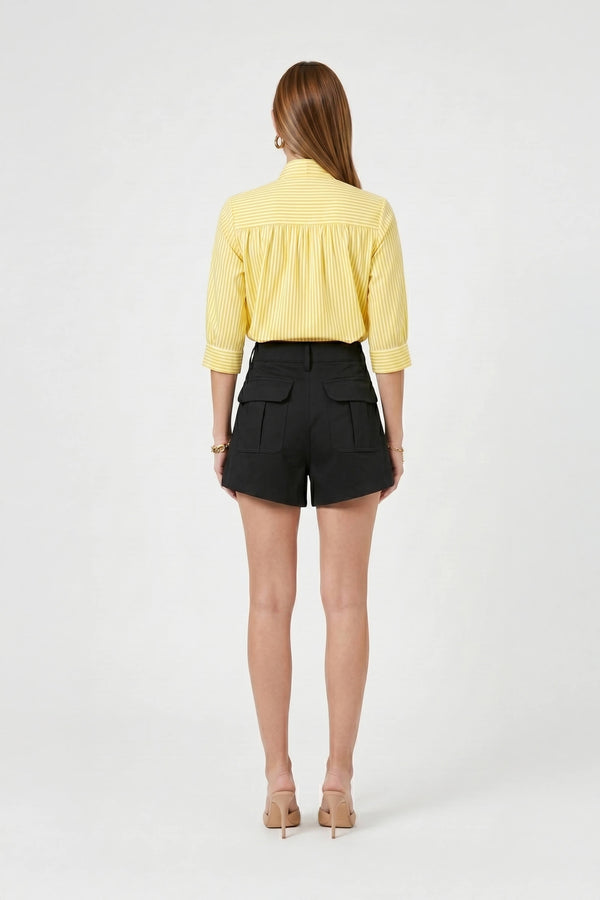 Julieta Tie-Neck 3/4-Sleeve Blusa