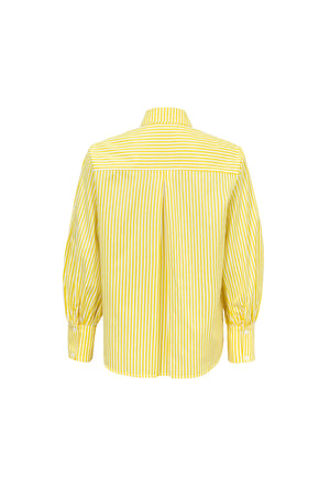 Martina Button-Down Puff-Sleeve Blusa
