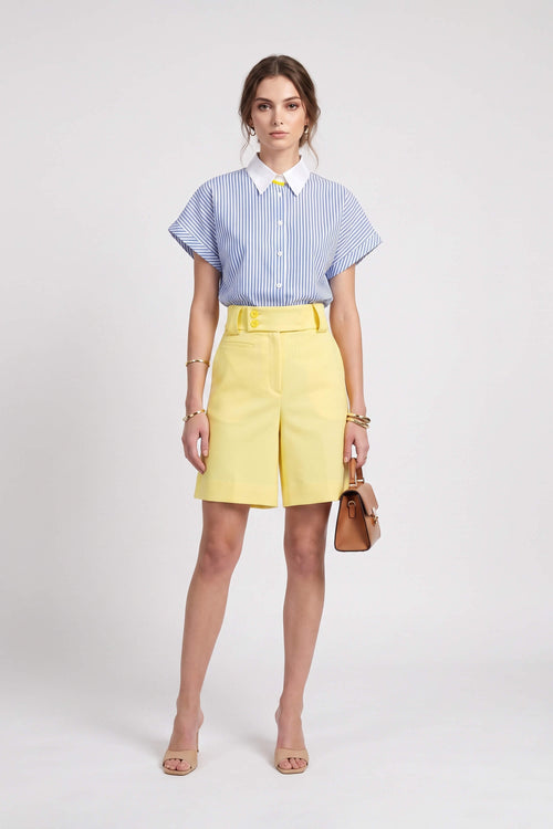 Nadia Striped Contrast Collar Camisa 752955 DEN