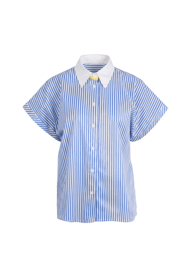 Nadia Striped Contrast Collar Camisa 752955 DEN