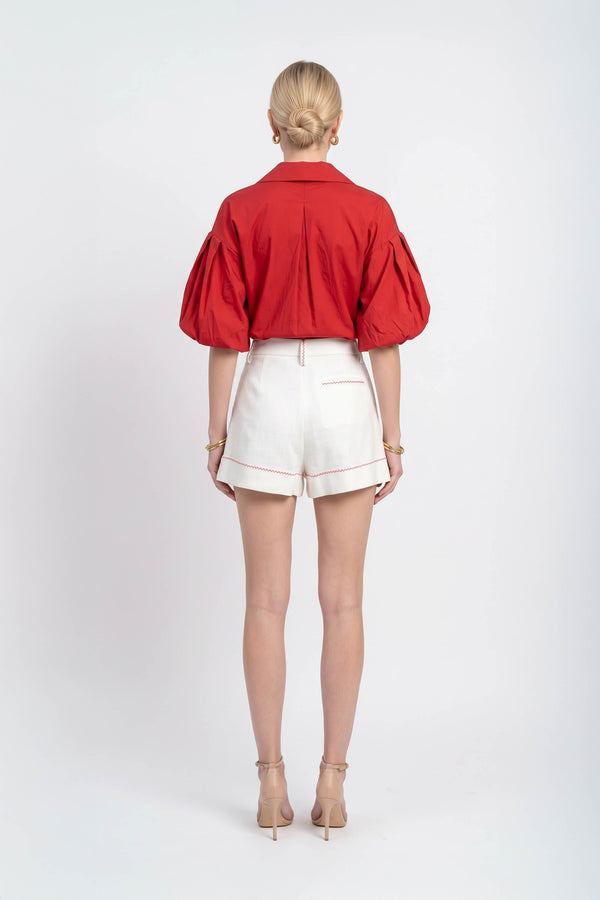 Nora Puff Sleeve Collar Red Blusa 752962 ROJ