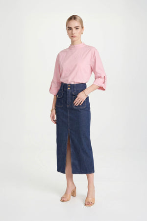 Amira Keyhole High-Neck Blusa 752964ROS