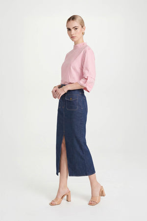Amira Keyhole High-Neck Blusa 752964ROS