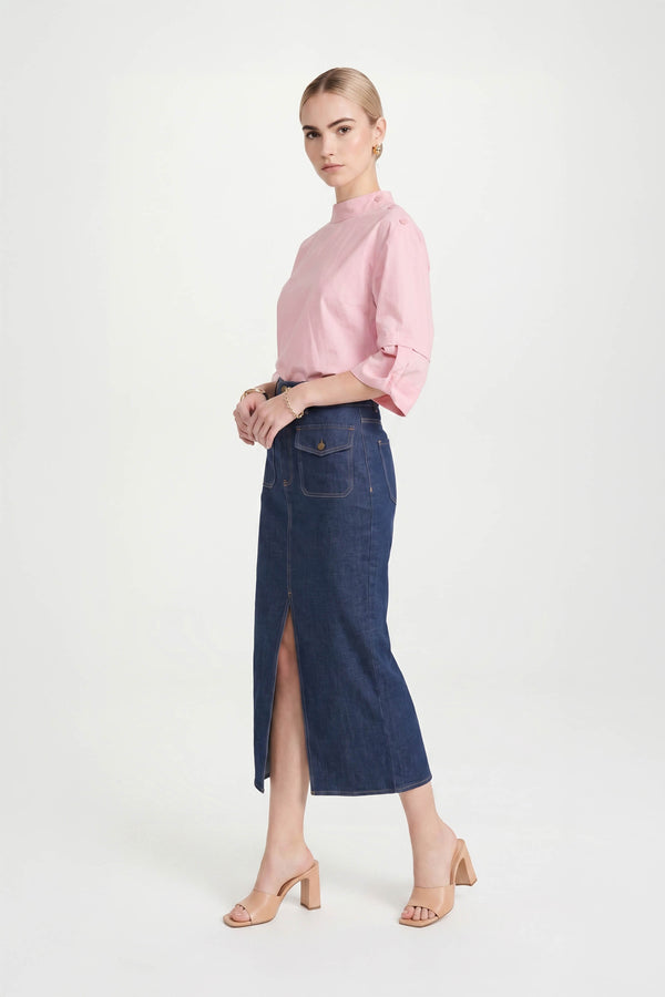 Amira Keyhole High-Neck Blusa 752964ROS