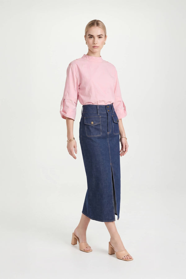 Amira Keyhole High-Neck Blusa 752964ROS