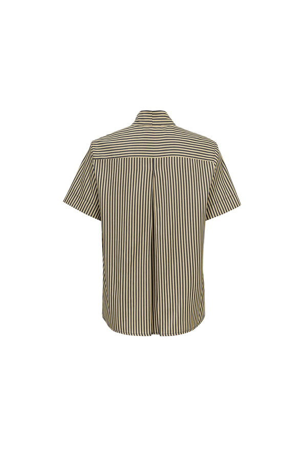 Nora Tie-Neck Short-Sleeve Blusa
