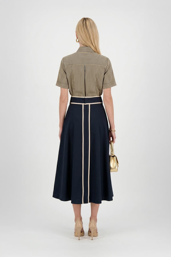 Nora Tie-Neck Short-Sleeve Blusa