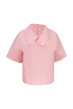 Sofia Collar-Detail Short-Sleeve Blusa 752969ROS