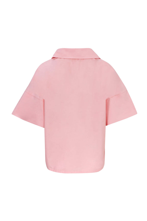 Sofia Collar-Detail Short-Sleeve Blusa 752969ROS
