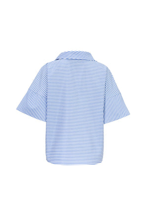 Sofia Collar-Detail Short-Sleeve Blusa