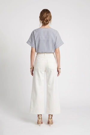 Mia Striped Short Sleeve Blusa 752970 AZU