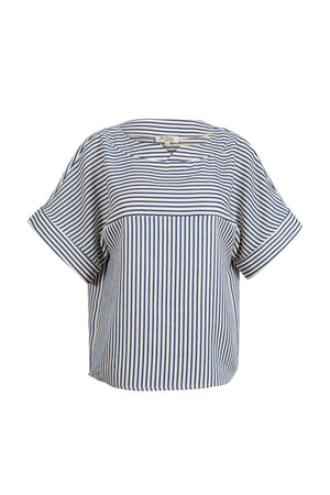 Mia Striped Short Sleeve Blusa 752970 AZU