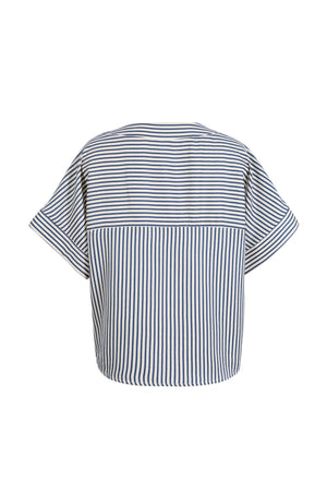 Mia Striped Short Sleeve Blusa 752970 AZU