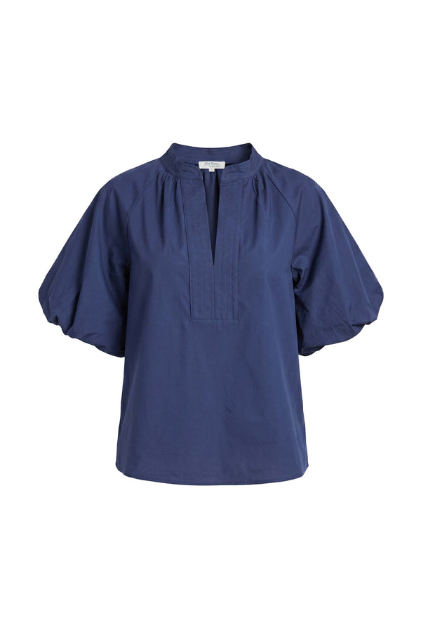Adriana Puff Sleeve V-Neck Blusa 752975 AZU