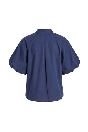 Adriana Puff Sleeve V-Neck Blusa 752975 AZU