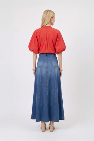 Adriana Puff Sleeve V-Neck Blusa 752975 ROJ