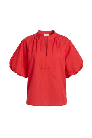 Adriana Puff Sleeve V-Neck Blusa 752975 ROJ