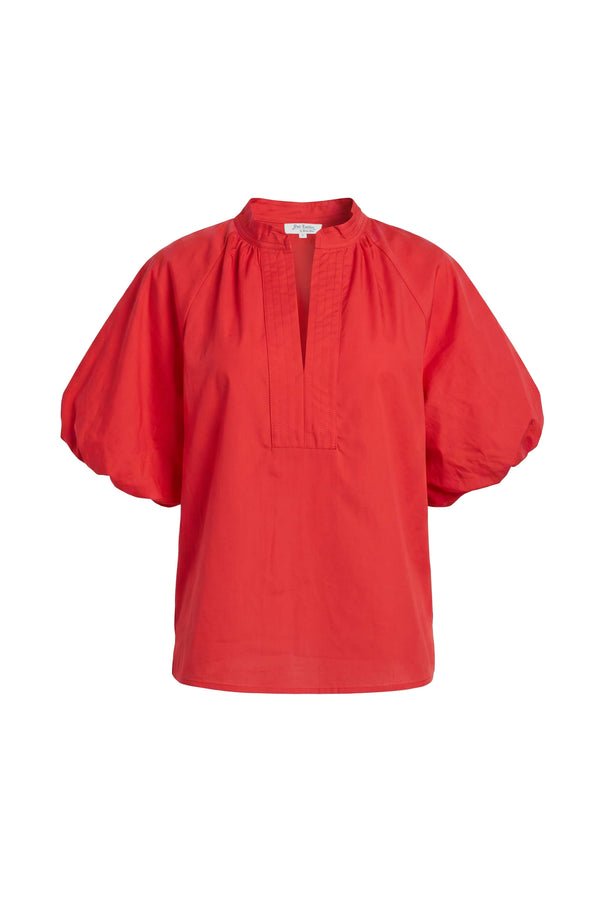 Adriana Puff Sleeve V-Neck Blusa 752975 ROJ