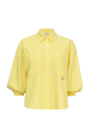 Lucia Puff-Sleeve Button-Down Camisa 752977AMA