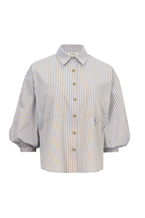 Lucia Puff-Sleeve Button-Down Camisa 752977PER