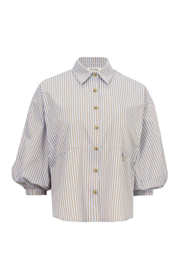 Lucia Puff-Sleeve Button-Down Camisa 752977PER
