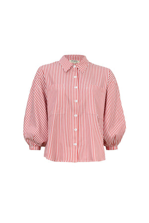 Lucia Puff-Sleeve Button-Down Camisa 752977
