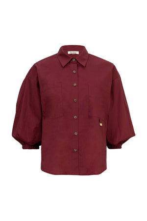 Lucia Puff-Sleeve Button-Down Camisa 752977VIN