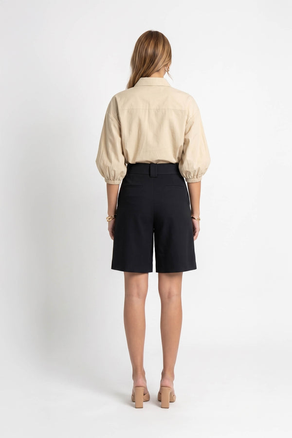 Antonia Asymmetric-Closure High-Waist Bermudas 731137NEG