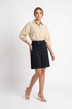 Antonia Asymmetric-Closure High-Waist Bermudas 731137NEG