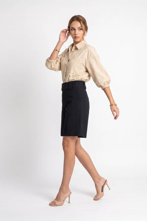 Antonia Asymmetric-Closure High-Waist Bermudas 731137NEG