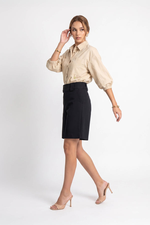 Antonia Asymmetric-Closure High-Waist Bermudas 731137NEG
