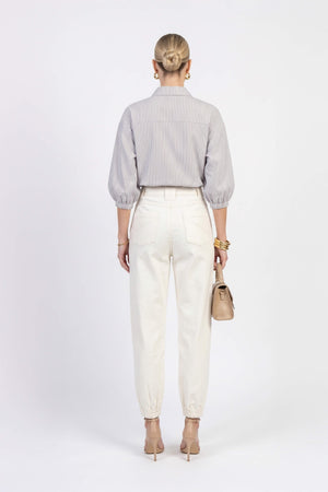 Lucia Puff-Sleeve Button-Down Camisa 752977PER