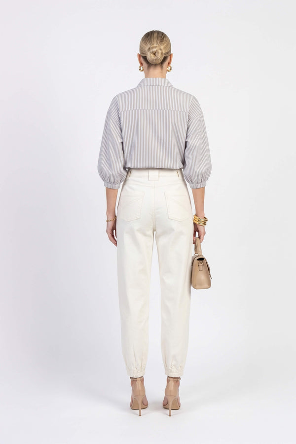 Lucia Puff-Sleeve Button-Down Camisa 752977PER